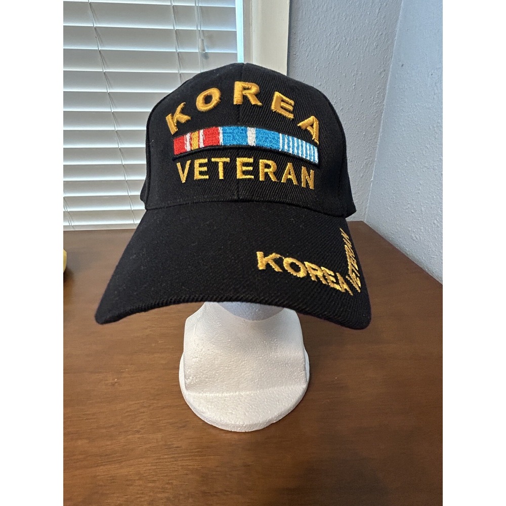 Vintage Korea Veteran Snapback Hat Black Korean War Vet Ball Cap Embroidered